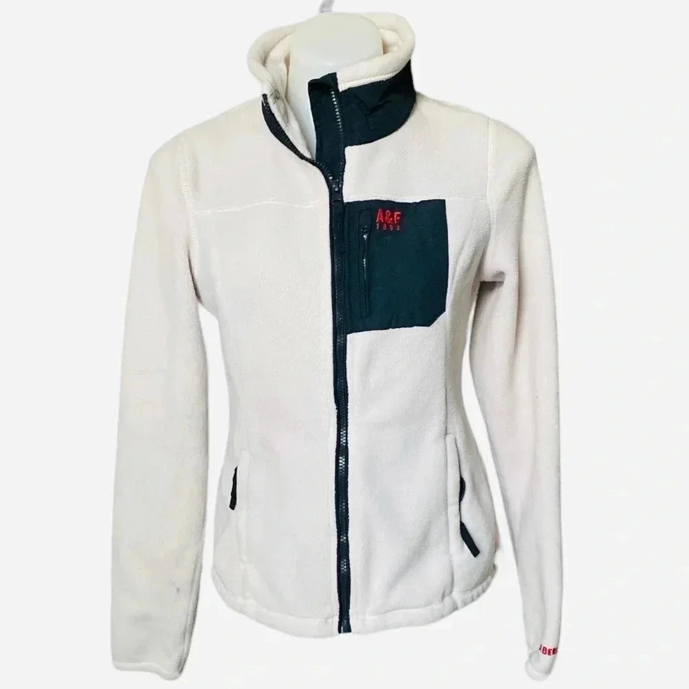ABERCROMBIE & FITCH | Women’s Fleece Zip-up Cream Jacket Size M